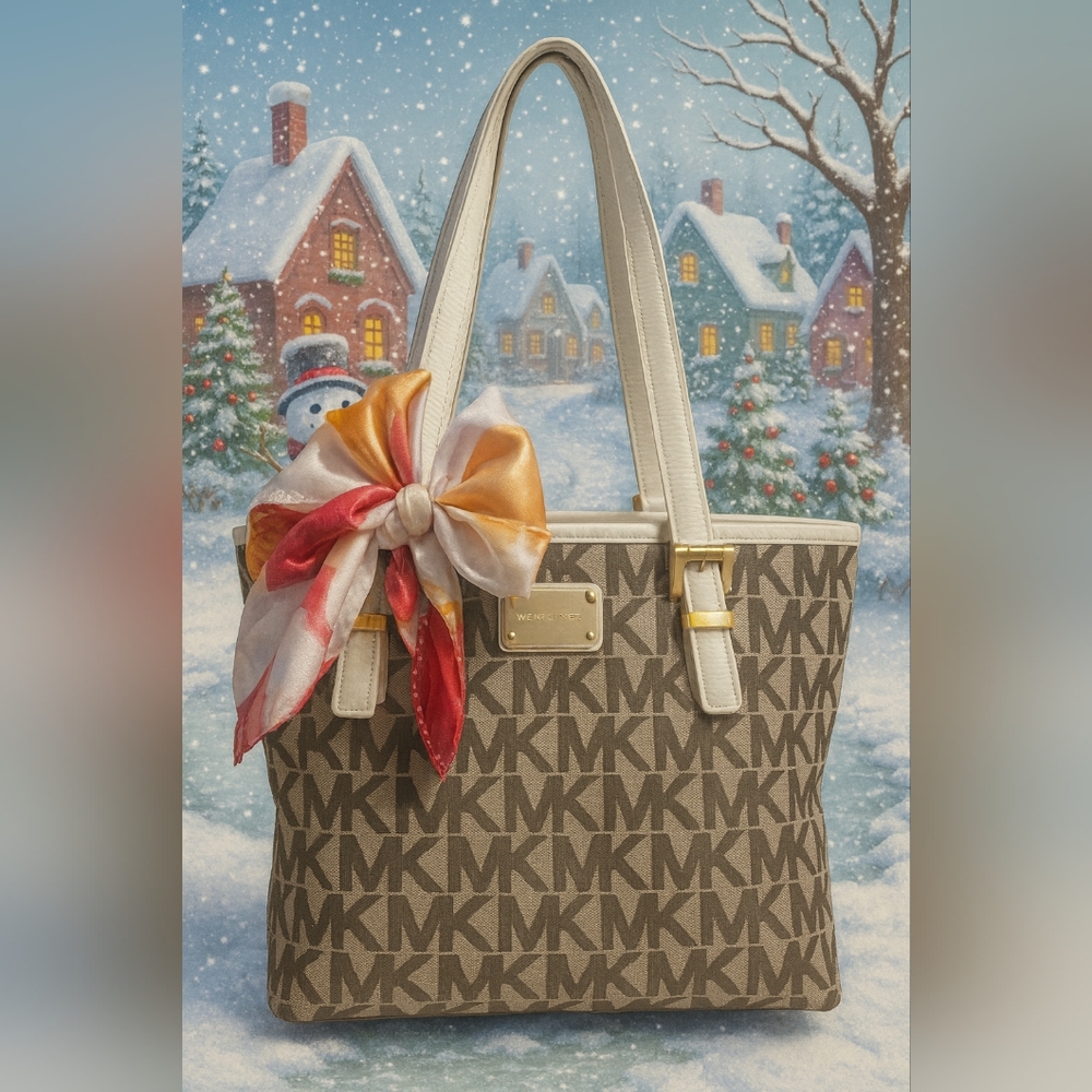 Michael Kors Tan and Cream Signature Tote